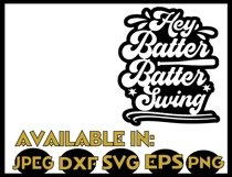 Baseball season svg JPEG Silhouette Cameo Cricut hey batter Product Image 2