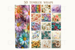 Flowers 20oz Skinny Tumbler PNG, Flowers Tumbler,Floral Wrap Product Image 1