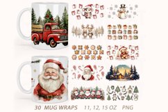 Christmas Mug Wraps Sublimation PNG Bundle, Christmas Wrap Product Image 1