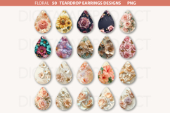 Flowers Teardrop Earring Sublimation PNG, Floral Designs Product Image 3
