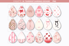 Coquette Bow Teardrop Earrings Valentine Sublimation PNG Product Image 4