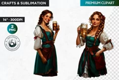 Oktoberfest Clipart, Beer maid, Bavarian woman, German girl Product Image 1