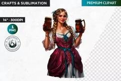 Oktoberfest Clipart, Beer maid, Bavarian woman, German girl Product Image 1