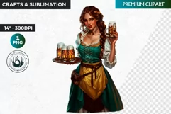 Oktoberfest Clipart, Beer maid, Bavarian woman, German girl Product Image 1