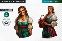 Oktoberfest Clipart, Beer maid, Bavarian woman, German girl Product Image 1
