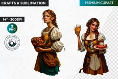 Oktoberfest Clipart, Beer maid, Bavarian woman, German girl Product Image 1