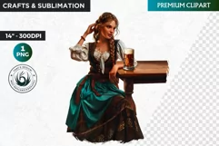 Oktoberfest Clipart, Beer maid, Bavarian woman, German girl Product Image 1