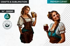 Oktoberfest Clipart, Beer maid, Bavarian woman, German girl Product Image 1