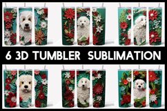 6 3D Christmas Sheepdog Tumbler Sublimation | 3D Tumbler Product Image 1