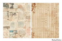 Old Asian Newspapers Backgrounds, Scrapbook Printable Pages Product Image 2
