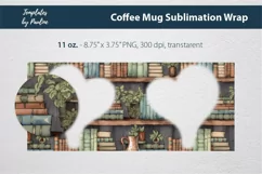 Old Bookshelf Photo Mug Wrap for 15 oz Cricut Mug Sublimation