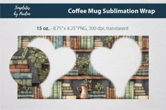Old Bookshelf Photo Mug Wrap for 15 oz Cricut Mug Sublimation