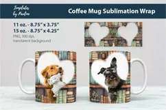 Old Bookshelf Photo Mug Wrap for 15 oz Cricut Mug Sublimation