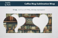 Vinatge Bookshelf Photo Mug Wrap for 15 oz Cricut Mug Sublimation