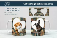 Vinatge Bookshelf Photo Mug Wrap for 15 oz Cricut Mug Sublimation