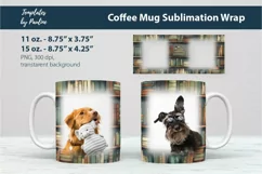 Vintage Bookshelf Photo Mug Wrap for Cricut Mug Sublimation