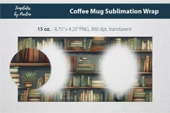 Bookshelf Photo Mug Wrap for Cricut Mug Sublimation