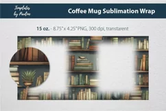Vintage Bookshelf Photo Mug Wrap for Cricut Mug Sublimation