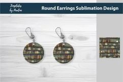 Old Books round Earrings Sublimation Designs PNG