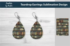 Old Books teardrop Earrings Sublimation Designs PNG