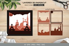 3D Shadowbox Praying in Old Church Layered Papercut Product Image 1