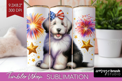 Old English Sheepdog Dog Tumbler Wrap Patriotic Dog Tumbler Product Image 1