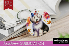 Old English Sheepdog Dog Keychain PNG Patriotic Dog Keychain Product Image 1