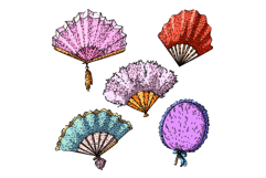 old fashioned fan set sketch hand drawn Product Image 1