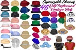 Custom Clipart Customizable Vintage Old Fashioned Hats PNG Product Image 1