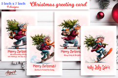 Christmas card templates Funny elderly woman skateboarding Product Image 1