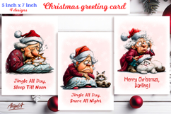 Merry Christmas card design printable Sad old lady with cat Product Image 1