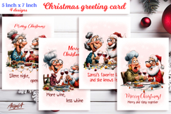 Christmas card templates Old lady Grandma with Santa Claus Product Image 1