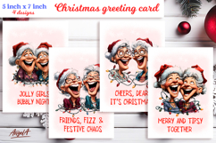Christmas card templates Old lady Grandma with best friend Product Image 1