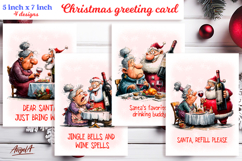 Christmas card templates Old lady Grandma with Santa Claus Product Image 1