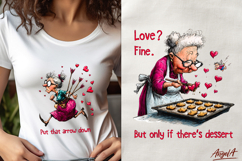 Funny Valentine Bundle Anti valentine elderly lady clipart Product Image 2