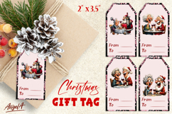 Funny Christmas gift tags, Elderly lady and Santa Humor PNG Product Image 1
