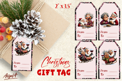 Funny Christmas gift tags, Elderly lady and Santa Humor PNG Product Image 1