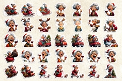 Christmas Stickers Bundle Funny elderly old lady Humor PNG Product Image 4