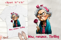 Single Valentine elderly lady clipart Funny Sarcastic quote Product Image 1