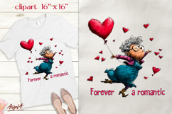 Single Valentine elderly lady clipart Funny love quote Product Image 1