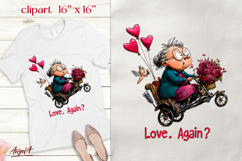 Single Valentine elderly lady clipart Funny love quote Product Image 1