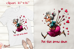 Valentine Funny quote Single Valentine elderly lady clipart Product Image 1