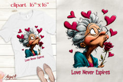 Valentine quote Single Valentine elderly lady clipart PNG Product Image 1