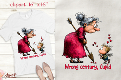 Single Valentine elderly lady Cupid clipart Sarcastic Quote Product Image 1