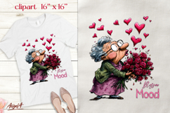 Single Valentine clipart Elderly lady romantic quote Product Image 1