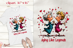 Single Valentine clipart Elderly ladies friends Funny quote Product Image 1