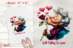Single Valentine clipart Elderly lady Romantic quote PNG Product Image 1