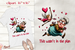 Single Valentine clipart Elderly lady, cupid Sarcastic quote Product Image 1