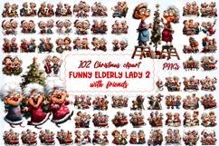 Christmas elderly old lady with friends clipart bundle Humor Product Image 1
