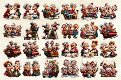 Christmas elderly old lady with friends clipart bundle Humor Product Image 5